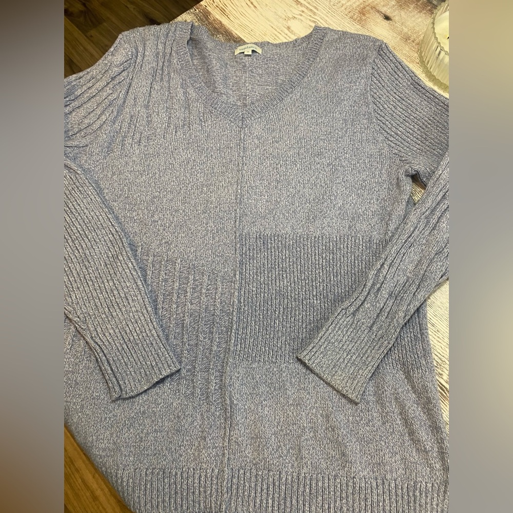 Sundance Light Blue/Lilac V Neck Silk Blend Textured‎ Sweater Size Medium